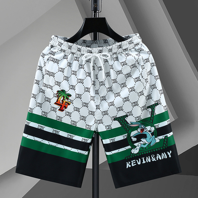 男士夏季冰丝沙滩印花五分短裤