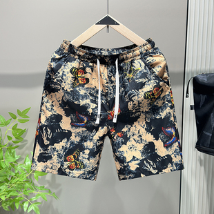 男夏季 半截裤 迷彩五分裤 子学生沙滩裤 外穿 潮流帅气冰丝速干裤 短裤