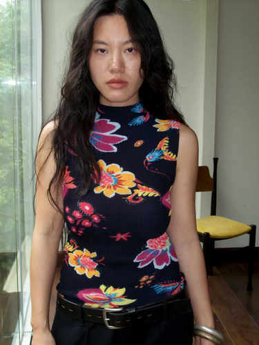 夏季褶皱修身收腰背心复古