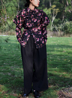 【现货售完无补】TLonely marginal man泡泡袖收腰衬衣