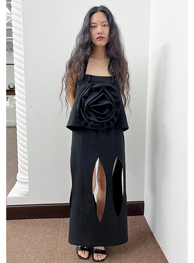 TLonely 1 原创设计半身裙女夏季个性黑色镂空高级感直筒包臀长裙