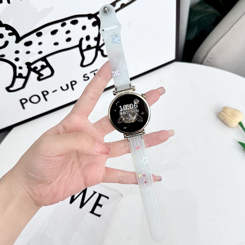 适用适用华为GT4表带gt3反扣硅胶watch4Pro荣耀手表GS4蝴蝶小狗腕