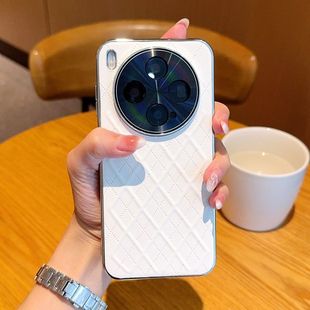 适用vivo Pro保护套商务简约皮质ins X300手机壳高端电镀菱格X300