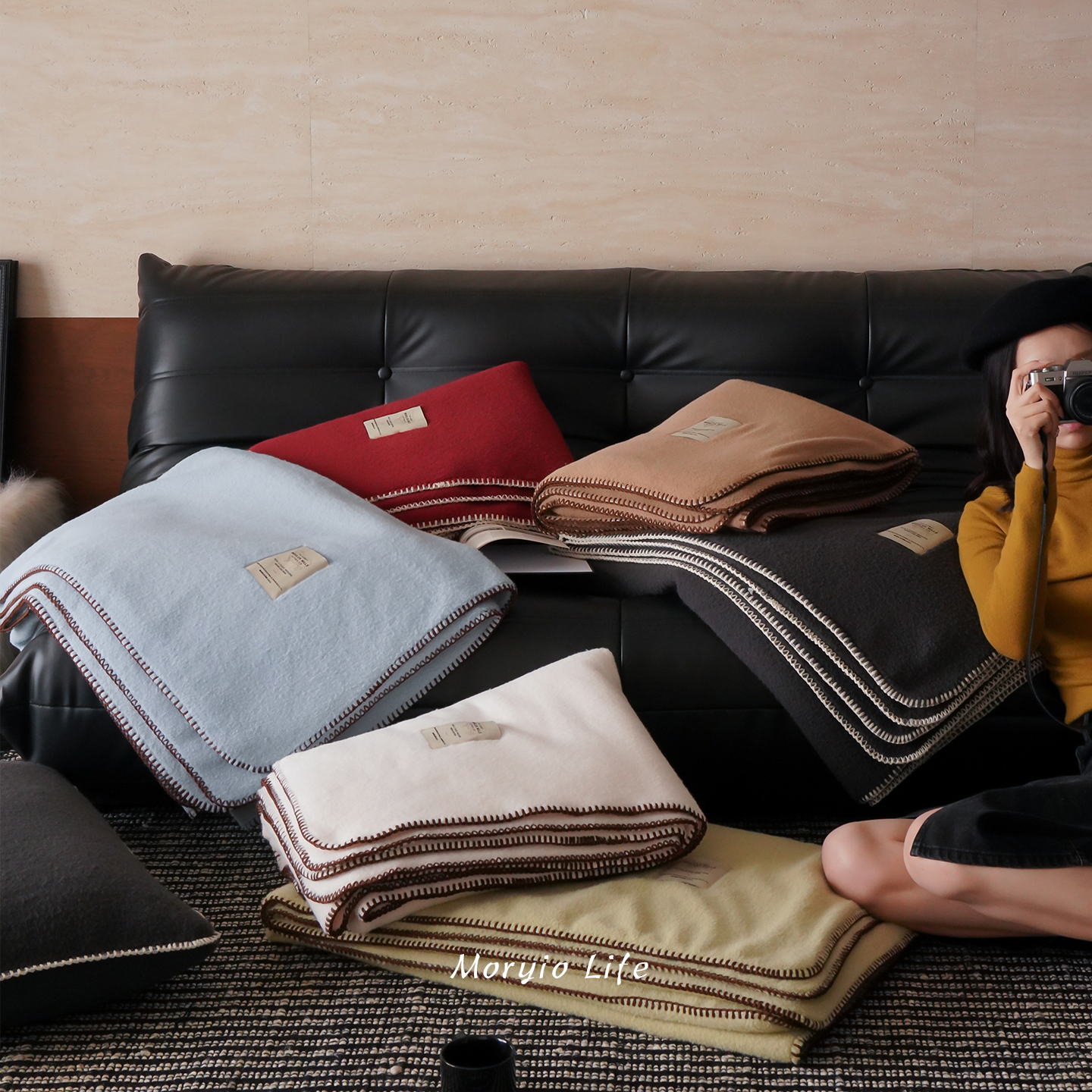 木悠进口托斯卡纳仿生羊毛绒毯车载午睡毯披肩毯沙发毯床尾装饰毯