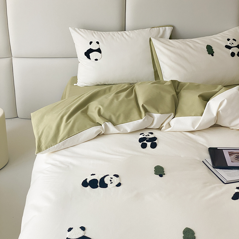 毛巾绣秋冬全棉磨毛四件套纯棉