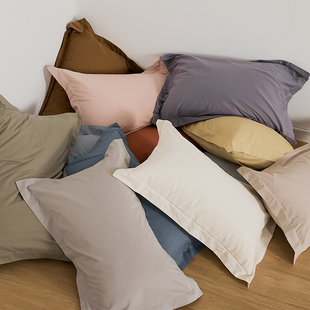 木悠秋冬加厚磨毛纯棉枕套纯色枕芯套全棉枕头套单个48cmx74cm