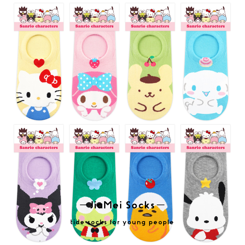 三丽鸥夏季硅胶防滑可爱卡通船袜