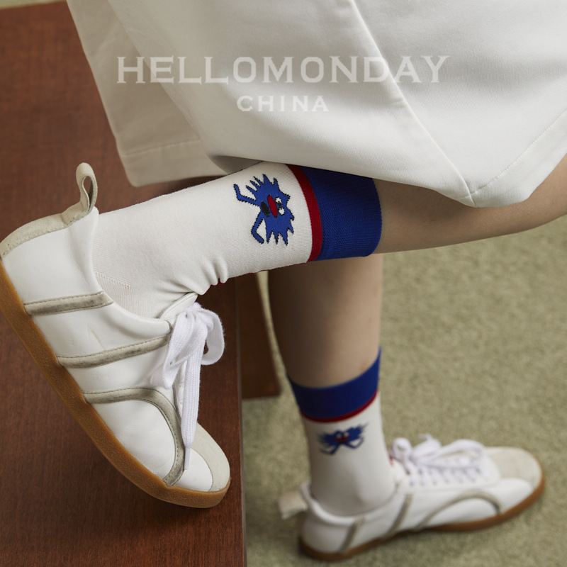 hellomonday女卡通小怪兽中筒袜