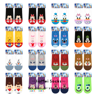 迪士尼船袜女夏季 韩国米奇米妮维尼熊卡通动漫硅胶防脱落短袜 薄款