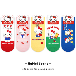 hellokitty凯蒂猫短袜女夏季薄款韩国可爱卡通甜美学生纯棉短筒袜