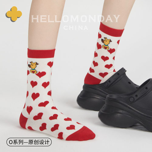 hellomonday女锅仔丁小狗中筒袜