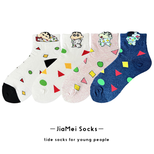蜡笔小新袜子女中筒棉袜CRAYON SHINCHAN可爱卡通袜腰立体小耳朵