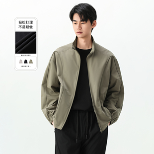 Soobaai 夹克休闲百搭外套 落肩男士 上衣夹克外套 立领微宽工装