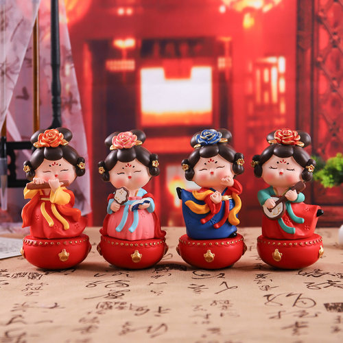 国潮唐侍女不倒翁摆件古风大唐不夜城西安文创手办纪念品女生礼物
