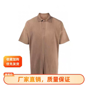 日系三次热压宅一生褶皱黑色夏季 JM030 宽松短袖 翻领休闲polo衫