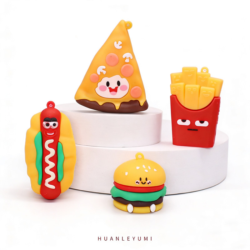 超大号卡通汉堡薯条热狗披萨公仔摆件钥匙扣书包挂件跨境学生礼品