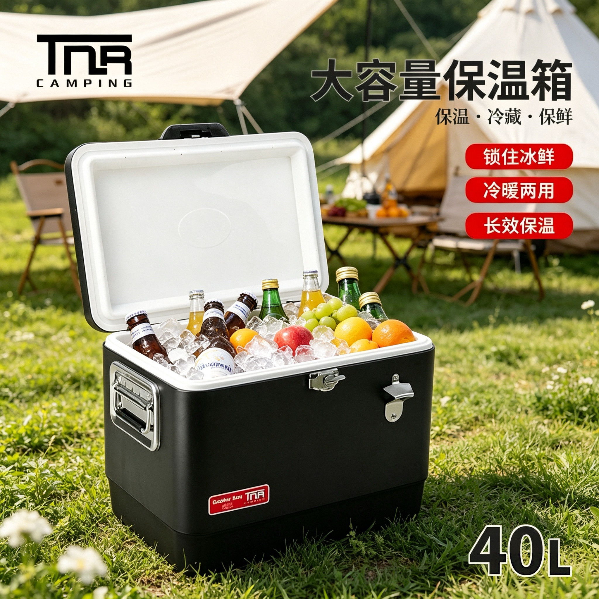 TNR保温箱户外不锈钢冰桶冷藏保鲜桶便携车载钓鱼野餐食品收纳箱