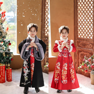 男童拜年服汉服冬款加绒加厚儿童古装国风侠客小少爷过年新年明制