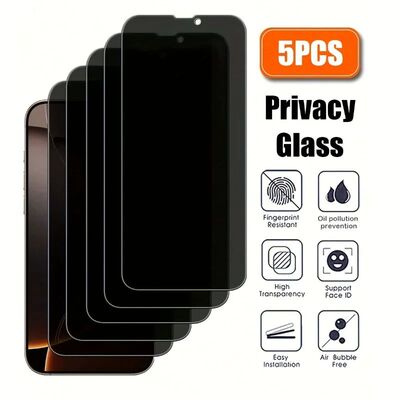 5Pcs Privacy Screen Protectors for iPhone 16 15 14 13 12 11