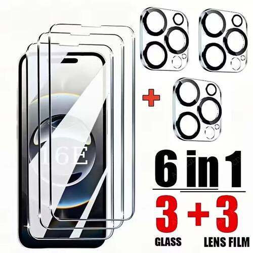 6 In 1 Phone Tempered Glass+Camera Protector Lens Glass  For