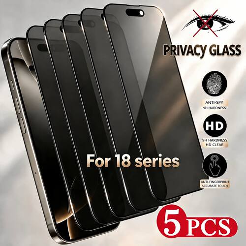 1-5PC Privacy Tempered Glass Screen Protector with 9H Hardness, HD Transparent Anti-Fingerprint Film