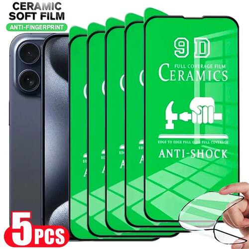 5Pcs HD Soft Ceramic Film For iPhone 15 11 12 13 14 Pro Max