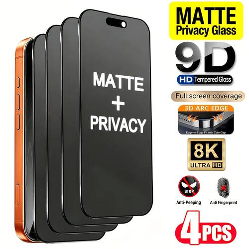 4 Pcs Matte Privacy Tempered Glass Screen Protector Compatib