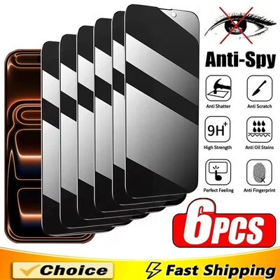 6Pcs Full Cover 8K Privacy Screen Protector For iPhone 17 15