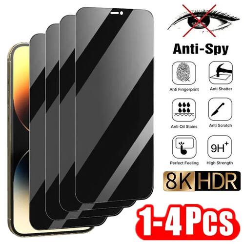 1-4Pcs Privacy Screen Protector for iPhone 14 13 11 12 Pro Max Mini 8 Plus Anti-spy Protective Glass