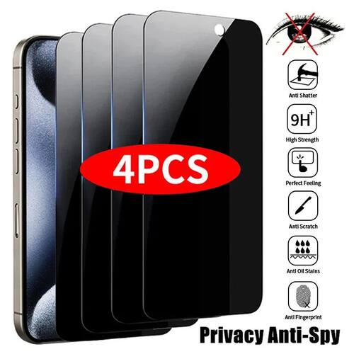 4PCS Privacy Screen Protector For iPhone 14 Pro 13 11 12 15 16 17 X XR XS Max Screen Protector Cover