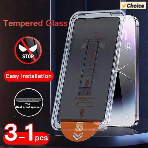 1-3PCS Privacy Anti-Spy Tempered Glass For iPhone 17 16 15 14 13 12 Pro Max Plus Auto-Dust Removal