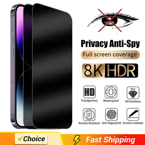1-2Pcs Full Cover Privacy Screen Protector For IPhone 16 15