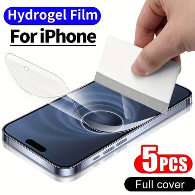 5Pcs Full Cover Hydrogel Film For iPhone 13 12 11 14 15 Pro
