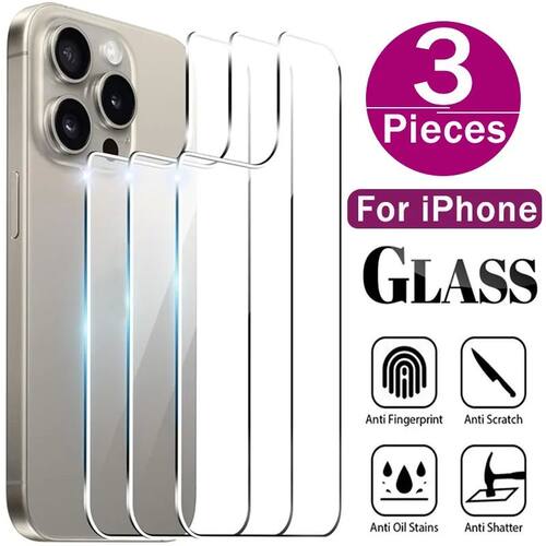 1-3PCS Back Screen Tempered Glass For iPhone 17 16 15 12 14