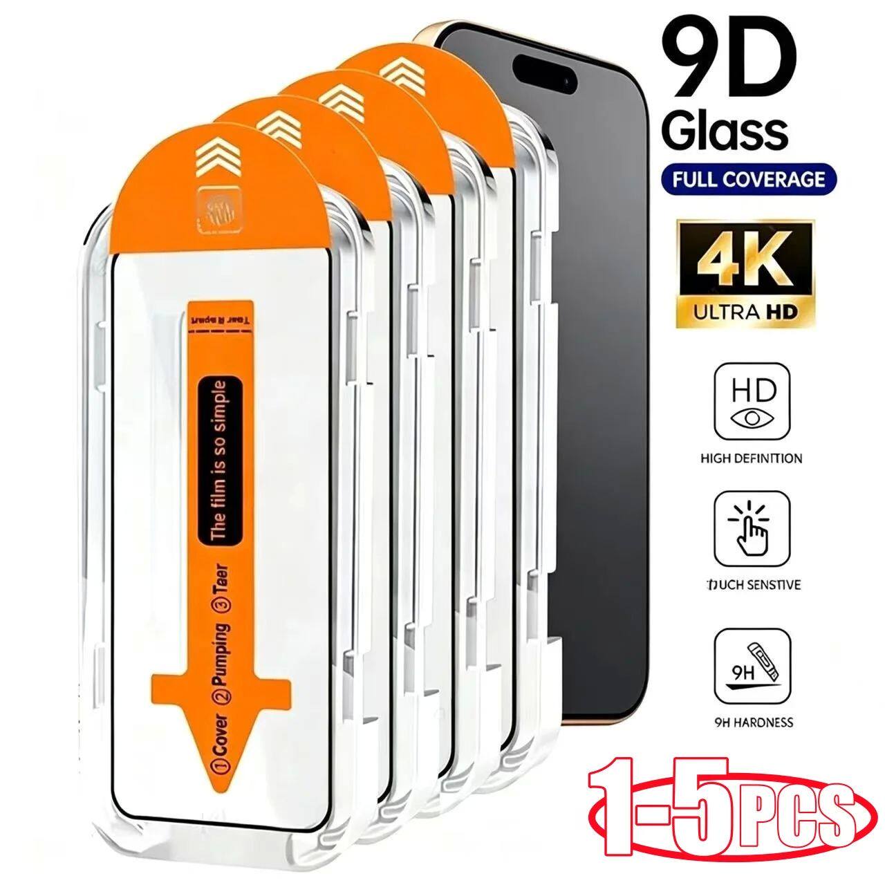 1-5Pcs Dust Free Easy Installation Screen Protector For iPho