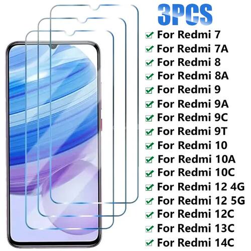 3PCS HD Tempered Glass for Xiaomi Redmi 7 8 9 10 7A 8A 9A 9T