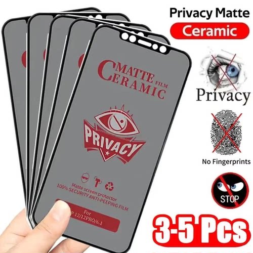 3-5PCS Matte Privacy Screen Protectors For iPhone 17 16 15 Pro Max 14 13 17Air Anti Spy Ceramic Film