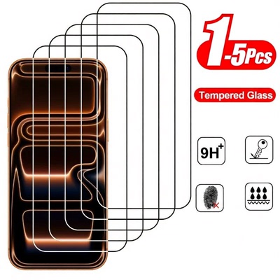 1-5Pack Tempered Glass Screen Protector for iPhone 17 16 15 14 13 12 11 Pro Max Tempered Glass