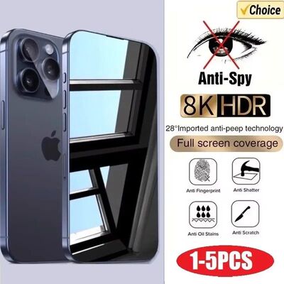 1-5PCS Anti-Spy Glass for iPhone 15 14 13 12 11 Pro Max Mini X XS XR 8 Plus Privacy Screen Protector