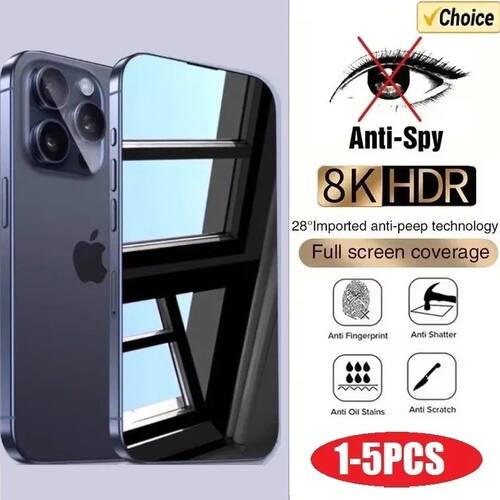 1-5PCS Anti-Spy Glass for iPhone 15 14 13 12 11 Pro Max Mini X XS XR 8 Plus Privacy Screen Protector