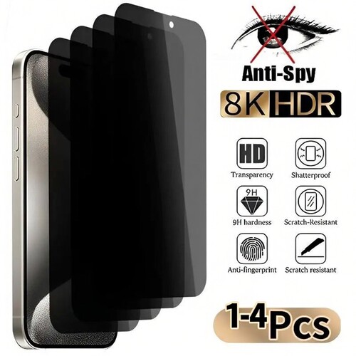 1-4PCS Anti-Spy Glass For iPhone 17 16 15 14 13  Privacy Screen Protectors For iPhone Tempered Glass