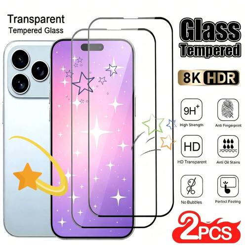 2Pcs Ultra Clear Screen Protector for iPhone 17 16 15 14 Pro