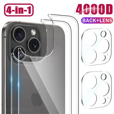 For iPhone 15 14 Plus 13 12 Pro Max Mini 15PM Tempered Glass Back Screen Protector Camera Lens Film