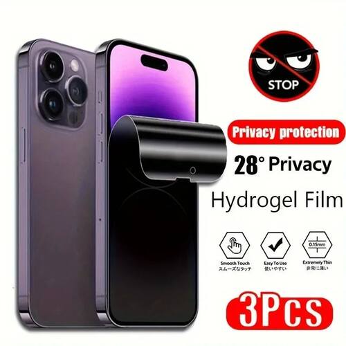 3pcs Anti-Spy Soft Hydrogel Film for IPhone 16 15 14 13 12 1