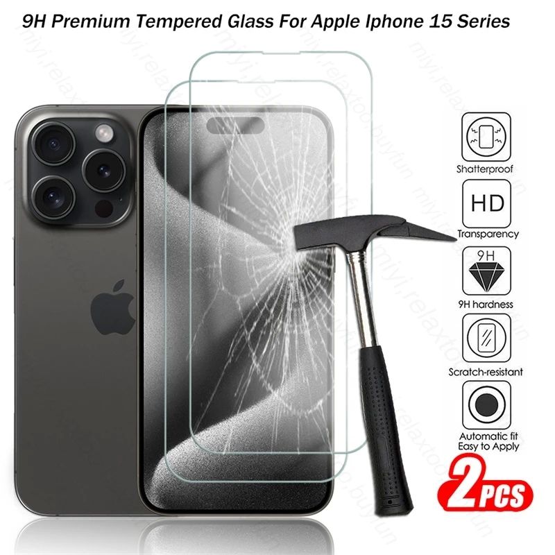 2PCS Full Cover Tempered Glass For Iphone 15 Pro Max Explosi