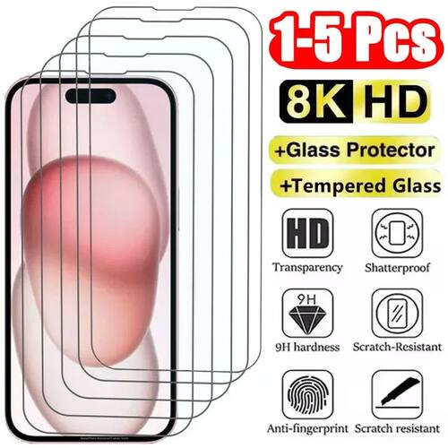 Tempered Glass Screen Protector 1 5Pcs For iPhone X XS XR 11 12 13 14 15 16 17 Pro Max Mini Plus