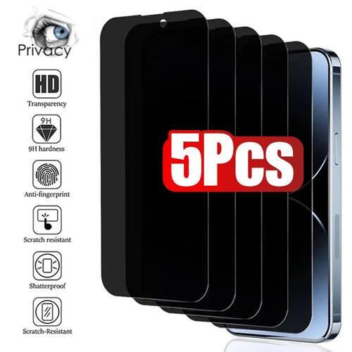 5Pcs Full Cover Anti Spy Screen Protector for iPhone 17 16 1