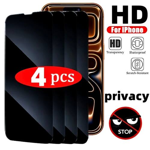 4Pcs Anti Spy Screen Protector for iPhone 17 16 15 14 Pro Ma