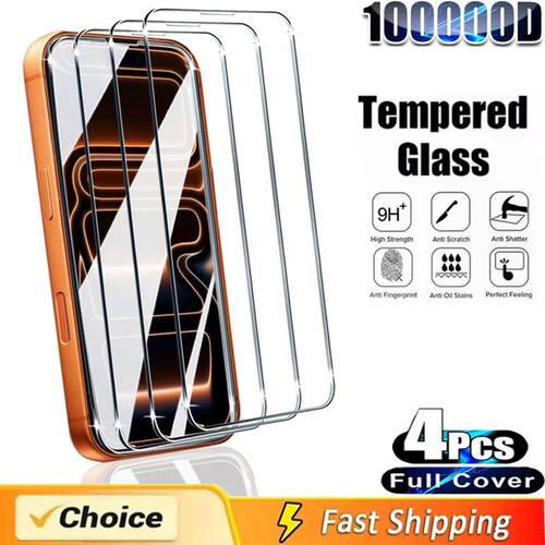 1-4Pcs Full Cover Tempered Glass For iPhone 14 15 16 17 Pro