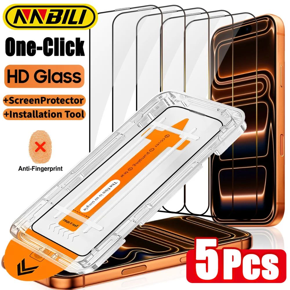 NNBILI 5pcs HD Tempered Glass Screen Protectors for iPhone17